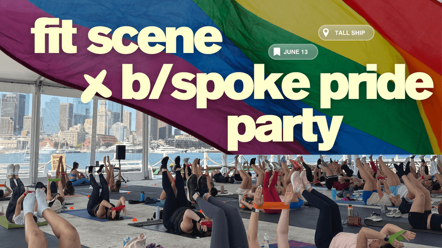 B/SPOKE and Fit Scene Boston Pride Party at Tall Ship Boston — outdoor fitness event on the waterfront, June 13, 2026.